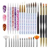 31pcs Nail Art Brushes, Nail Art Tool Set, Dotting Tools, Dust Brush, Striping Brushes for Long Lines, Drawing Pen For Gel Polish Design supply - Retail: $7