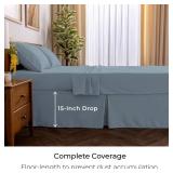 Bed Skirt Queen Size - Bed Skirting - 15-Inch Tailored Drop Pleated Dust Ruffle - Hotel Luxury Bedding - Wrinkle, Fade, Stain Resistant - 1 Bedskirt (Queen, Blue Hydrangea) - Retail: $21