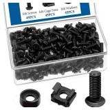 M6 x 16mm Rack Mount Screws, Cage Nuts for Rack Mount Server Shelves, Routers, Rack Mount Server Cabinet. Server Rack Screws, Square Insert Nuts and Washers with Box - Retail: $12