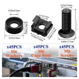 M6 x 16mm Rack Mount Screws, Cage Nuts for Rack Mount Server Shelves, Routers, Rack Mount Server Cabinet. Server Rack Screws, Square Insert Nuts and Washers with Box - Retail: $12
