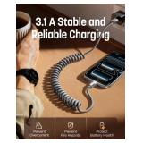 LISEN Coiled USB C Cable, Durable Short USB A to USB C Cable 2 Pack for Android Auto & CarPlay Cable, Short Type C Retractable Car Charger Cord for iPhone 17/16/15 Samsung Galaxy S25/S24 A15, Gray 4FT