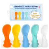 Infant Feeding Essentials & Baby Food Pouches Attachable Toppers: Seamless, Non-Drip Spoons for Baby