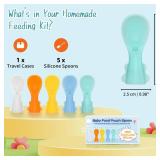 Infant Feeding Essentials & Baby Food Pouches Attachable Toppers: Seamless, Non-Drip Spoons for Baby