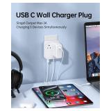 USB C Charger Block, Slim Flat USB Wall Charger Plug with 2 Outlet Ports, Multi USB C Charging Power Adapter for Home Travel Office School (20W) - Retail: $16