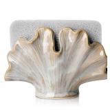 Ceramic Sponge Holder, Sponge Holder for Kitchen Sink, Compact Sink Caddy Organizer-Scouring Pad and Dish Holder, Farmhouse Kitchen Decor Cute Gadgets Accessories(Brown Grey)