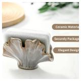Ceramic Sponge Holder, Sponge Holder for Kitchen Sink, Compact Sink Caddy Organizer-Scouring Pad and Dish Holder, Farmhouse Kitchen Decor Cute Gadgets Accessories(Brown Grey)