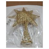 8 Metal 8-Point Star Christmas Tree Topper LED, Glitter Golden Treetop Decorations with 20 Warm White Lights, Battery Powered Decor for Home Holiday Xmas Party Indoor - Retail: $19"
