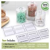 6 Pack Acrylic Qtip Holder Dispenser for Cotton, Swab, Ball, Round Pads, Floss Picks - Clear Plastic Apothecary Jar Set, Bathroom Canister Storage Organization, Vanity Makeup Organizer (missing 1 Lids