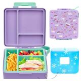 Chill Bento Lunch Box for Kids Adult with Ice Pack, Leak Proof 3 Compartments Lunch Container for Kids, Ice Pack Detachable Bento Box, BPA Free, Dishwasher & Microwave Safe