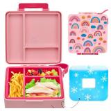 Chill Bento Lunch Box for Kids Adult with Ice Pack, Leak Proof 3 Compartments Lunch Container for Kids, Ice Pack Detachable Bento Box, BPA Free, Dishwasher & Microwave Safe