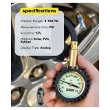 Tire Pressure Gauge 100 PSI - Large Dial Numbers & 45Â° Angle Chuck, Accurate Air Pressure Gauge for Tires - Retail: $16