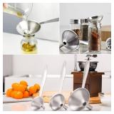 Small Funnels for Filling Bottles, 3 Pcs Stainless Steel Kitchen Funnel Set, Food Grade Mini Metal Funnel for Transferring Oil Liquid, Easy Cleaning with a Brush (Long Handle) - Retail: $7