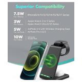 3 in 1 Wireless Charging Station, 2026 Upgraded Fast Desk Charger Station for iPhone 17 16 15 14 13 12 Pro Max Plus, Charger Stand for Apple Watch 10 9 8 7 6 5 4 3 2 SE, Airpods 4 3 2 Pro(Black) - Ret