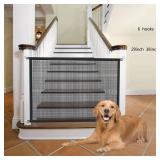 Dog Gate for Stairs Pet Gates for The House: Dogs Screen Mesh Gate for Doorways Stairways Indoor Safety 29 inches Tall, 38 inch Wide, 4 hook - Retail: $7