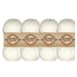 Megastar, (4 Skeins Pack) 75% Acrylic 25% Wool Yarn, Soft, Chunky Bulky Weight #5 for Crochet and Knitting (4 x 3.52 Oz) / (4 x 120 Yards) (60187-White) - Retail: $33