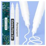 2 White Permanent Marker - Waterproof Markers for Tire, Fabric, Rocks, Glass, Ceramic, Wood, Paper - Oil Based Paint Pens - Extra-Fine Tip 0.7mm - Retail: $7