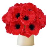 10Pcs Red Poppy Artificial Flowers 11 Real Touch No Fade PU Fake Flowers for Wedding Centerpieces Bridal Bouquets Home Decor Vase DIY Arrangements Memorial/Veterans Day - Retail: $10"
