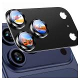Compatible with iPhone 17 Pro Camera Lens Protector - [Not Easy to Break][Strong Adsorption][Case-Friendly] Metal Tempered Glass Rear Camera Screen Cover - Black Titanium - Retail: $15