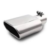 Rectangle Exhaust Tip 2.5 Inlet, Polished Square Exhaust Tailpipe Tip 3" x 5.5" Outlet 9.5" Long, Bolt on Design Easy Installation - Retail: $27"