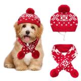 2 Pcs Dog Costumes Hat Scarf Set Knit Reindeer Snowflake Print Dog Christmas Winter Hat Scarf Cute Warm Pet Costume Accessories for Dogs Cats - Retail: $13