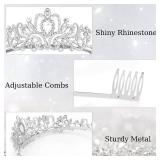 Silver Crystal Tiara Crown Headband Princess Elegant Crown with combs for Women Girls Bridal Wedding Prom Birthday Party - Retail: $9