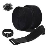 2 Rolls 26FT 2 inch Wide Cable Straps with 20 Buckles, Heavy Duty Nylon Hook and Loop Straps for Fastening Securing, Reusable Cut-to-Length Molle Straps for Organizer or Storage, Black - Retail: $15