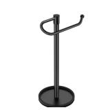 Hand Towel Holder Stand, Matte Black Standing Towel Racks for Bathroom, Stainless Steel Free Standing Towel Rack, Towel Bar Kitchen Vanity Countertops Decor - Retail: $20