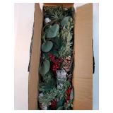 Christmas Garland, Festive 5FT Christmas Garland with Green Pine, Red Berries, and Rustic Pinecones - Perfect for Holiday Decor - Retail: $16