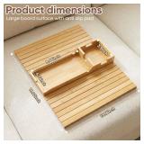 Bamboo Couch Arm Tray with Built-in Cup Holder, Foldable Anti-Slip Sofa Armrest Tray Table Caddy for Drinks, Phone & Remote, Fits 4.7x16.9 in Armrests, Holds Up to 3.5 in Diameter Cups (Bamboo). CORNE