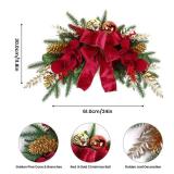 24 Christmas Swag for Front Door Teardrop Decoration with Bows, Xmas Balls, Red Magnolia, Berries, Pine Cone for Indoor Outdoor Swags Wall Window Table Mantel Home Holiday Hanging Decor,1 PCS - Retail