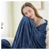 BEDELITE Fleece Blanket Twin Size Navy Blue Throw Blankets for Couch & Bed, Luxury Plush Cozy Fuzzy Blanket 60x80 inches, Super Soft Warm Lightweight Throw Blanket for Travel Camping, Color Gray. - Re