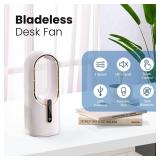 Desk Fan Bladeless, 11.8 Inch Office Fan Small, Quiet, 3 Speed Adjustment, Touch Control, Easy to Clean, Desk Fans Small Quiet, Ideal for Office, Living Room, Bedroom - Retail: $43