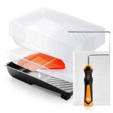 Paint Tray, 11 Pcs, 6 inch Paint Tray Kit with Disposable Tray Liners and 6 Inch Paint Roller Frame, 9x12 Plastic Feet Drop Cloth for Painting - Retail: $15