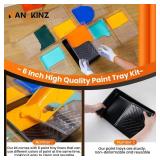 Paint Tray, 11 Pcs, 6 inch Paint Tray Kit with Disposable Tray Liners and 6 Inch Paint Roller Frame, 9x12 Plastic Feet Drop Cloth for Painting - Retail: $15