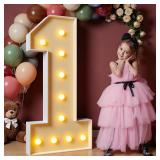 4FT Marquee Numbers, Light Up Numbers for 1st 21st Birthday Decorations, light up letters Anniversary Party Decor, Mosaic Numbers for Balloons Number 1, Pre-Cut Foam Board Kit - Retail: $30