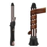 Prizm Rotating Curling Iron, 1inch/25mm Automatic Hair Curler for Long Hair, Self Spinning Barrel, 250-450°F with LCD Display, Auto-Shut Off & Dual Voltage, Black - Retail: $43