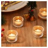 24 Pcs Tea Light Holders, Large Gold Glass Candle Holder Votive Assorted Tealight Holders Bulk for Table Centerpieces Wedding Party Holiday Home Table Decor - Retail: $16