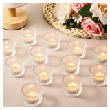 24 Pcs Tea Light Holders, Large Gold Glass Candle Holder Votive Assorted Tealight Holders Bulk for Table Centerpieces Wedding Party Holiday Home Table Decor - Retail: $16