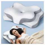 Osteo Sustained Cervical Health Neck Pillow, Contour Zoned Design Ergonomic Pillow for Pain Relief, No-Temperature Affected Memory Foam Pillows, Cooling Pillow Support Side, Back, Stomach Sleeper - Re