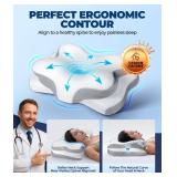 Osteo Sustained Cervical Health Neck Pillow, Contour Zoned Design Ergonomic Pillow for Pain Relief, No-Temperature Affected Memory Foam Pillows, Cooling Pillow Support Side, Back, Stomach Sleeper - Re