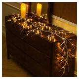 White Birch Garland with Lights 6ft 72LED, Battery Operated Twig Vine with Timer, Lighted Birch Tree for Walls Home Mantle Decoration Indoor Outdoor - Retail: $23