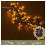 White Birch Garland with Lights 6ft 72LED, Battery Operated Twig Vine with Timer, Lighted Birch Tree for Walls Home Mantle Decoration Indoor Outdoor - Retail: $23
