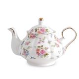Flower Ceramic Teapot,22oz Porcelain Tea pot for Tea Coffee Milk for Office Home Men Women as Gift(White and small flowers) - Retail: $29
