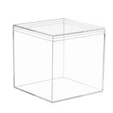 Clear Acrylic Square Cube Boxes, Plastic Square Cube Containers with Lid Plastic Storage Organizer 5.9x5.9x5.9 Inches for Candy Pill, Tiny Jewelry Beads, Coins, and findings, Craft Supplies