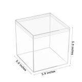 Clear Acrylic Square Cube Boxes, Plastic Square Cube Containers with Lid Plastic Storage Organizer 5.9x5.9x5.9 Inches for Candy Pill, Tiny Jewelry Beads, Coins, and findings, Craft Supplies