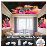 Projector with WiFi and Bluetooth, Mini Projector, 4K 1080P Support Portable Wireless Movie Projectors 220° Rotatable 130