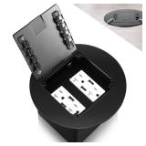 1 Pcs Recessed Floor Outlet 4. 72 x 4. 72" x 3. 94" 2-Gang with 4. 8a USB Chargers 20 Amp Floor Receptacles Round Hidden Outlet Kit Electrical Waterproof Box, Etl Listed (Black) - Retail: $63"
