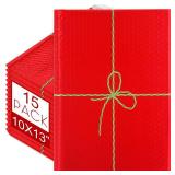 15 Pcs Large Christmas Poly Bubble Mailers 10 x 13 Inch Christmas Padded Envelopes Self Adhesive Retailer Xmas Holiday Shipping Bags for Small Business Gift Packaging (Gift Bow) - Retail: $20