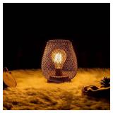Battery Operated Lamp Table Powered Lantern, Set of 4 Metal Cage Cordless Lamps with LED Bulb, Vintage Decorative Outdoor Lantern for Weddings, Parties, Patio, Events for Indoor Shelf Decor - Retail: 