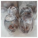 Battery Operated Lamp Table Powered Lantern, Set of 4 Metal Cage Cordless Lamps with LED Bulb, Vintage Decorative Outdoor Lantern for Weddings, Parties, Patio, Events for Indoor Shelf Decor - Retail: 